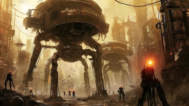 Futuristica SciFi Fiction Illustrazione di esplorazione extraterrestre e tecnologia avanzata