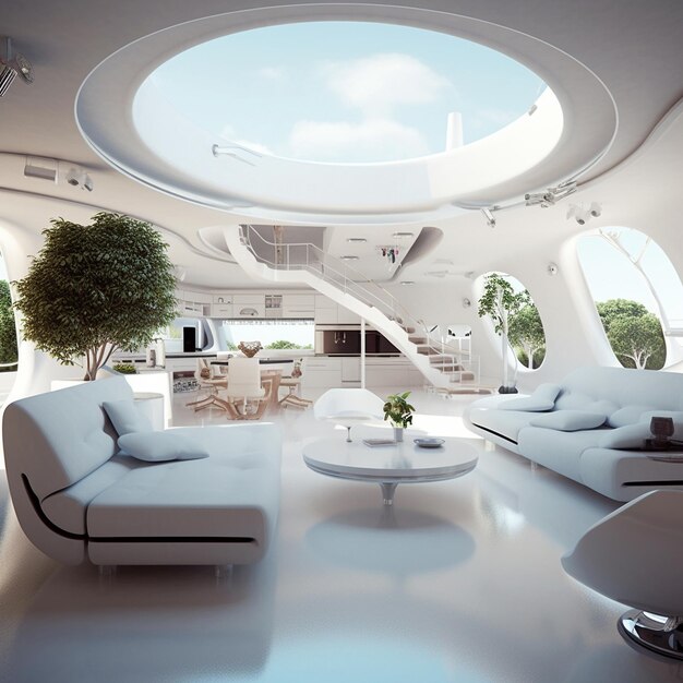 Futuristica smart home high realistic no text lates design