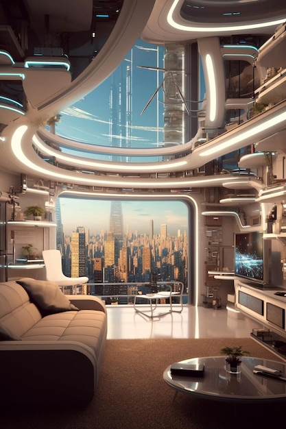Futuristica smart home high realistic no text lates design