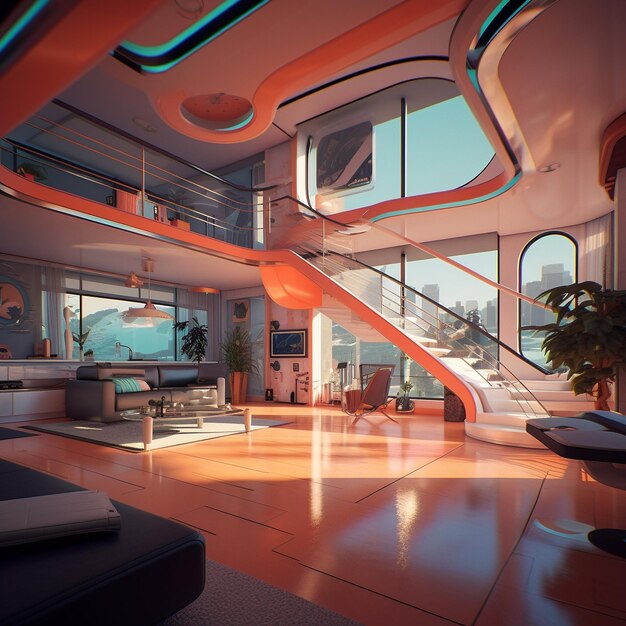 Futuristica smart home high realistic no text lates design