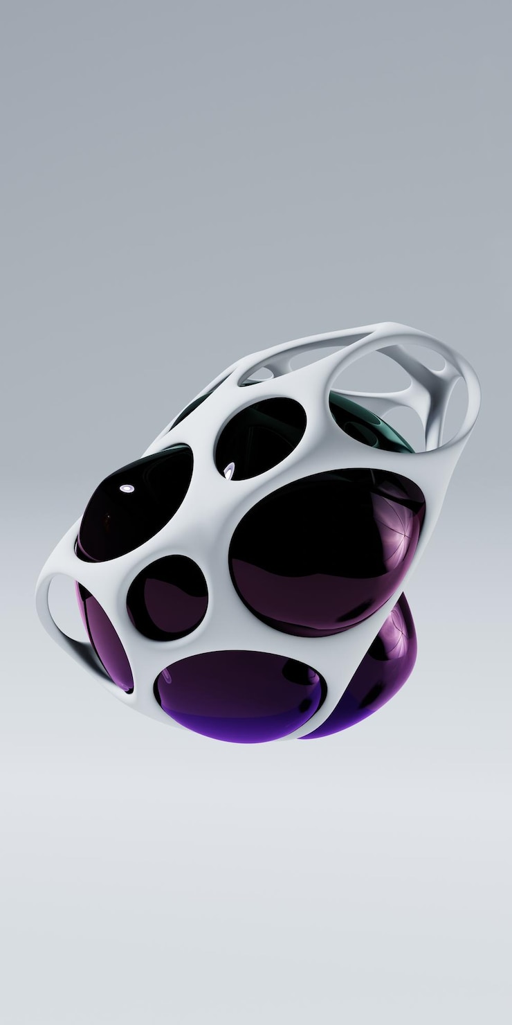Foto futuristico 3d che rende il globo di vetro sferico di gradiente di colore della sfera astratta sull'elemento di disegno grafico moderno nero
