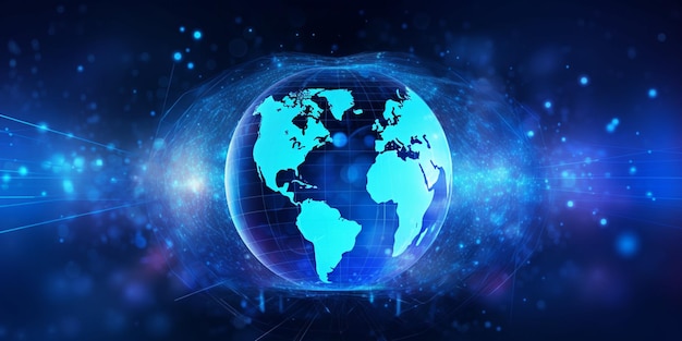 Futuristico background tecnologico astratto della terra blu