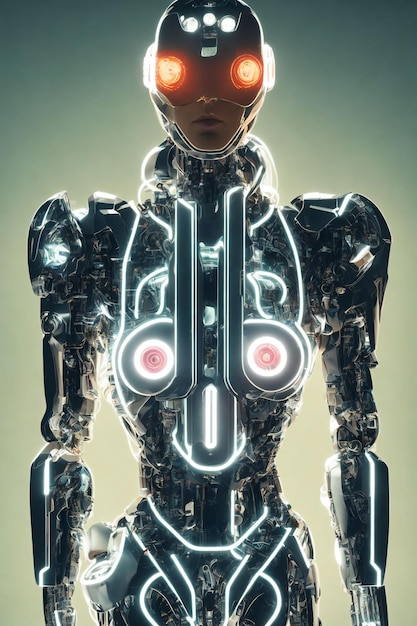 Futuristico bio cyborg androide meccanico arte generativa umana di AI