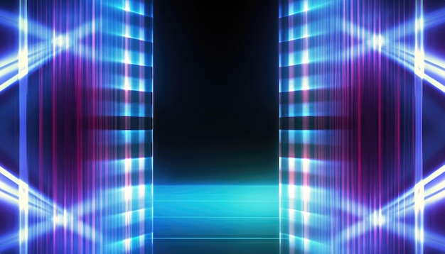 Futuristico digitale astratto fantasia geometrica bagliore neon linea sfondo
