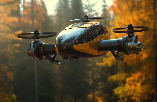 futuristico drone volante taxi IA generativa