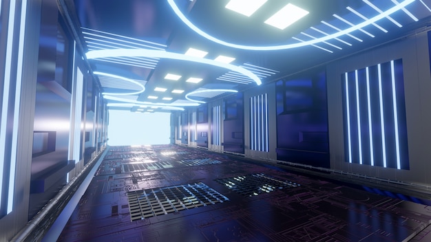 Futuristico scifi corridoio sfondo blu sfondo chiaro sfondo dello schermo