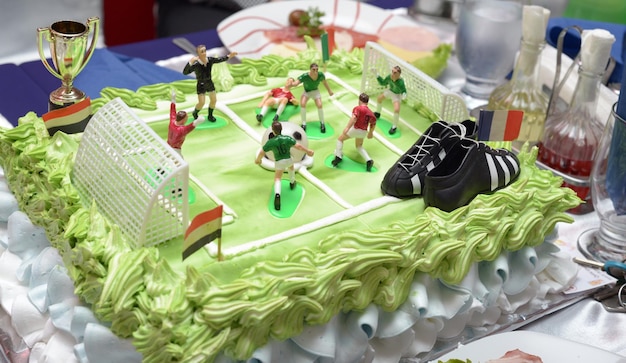 Futuro giocatore di calcio Bambino ragazzo torta di compleanno stadio come