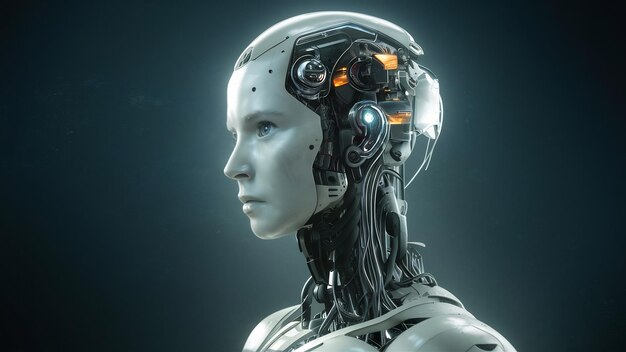 Futuro robot di intelligenza artificiale e cyborg