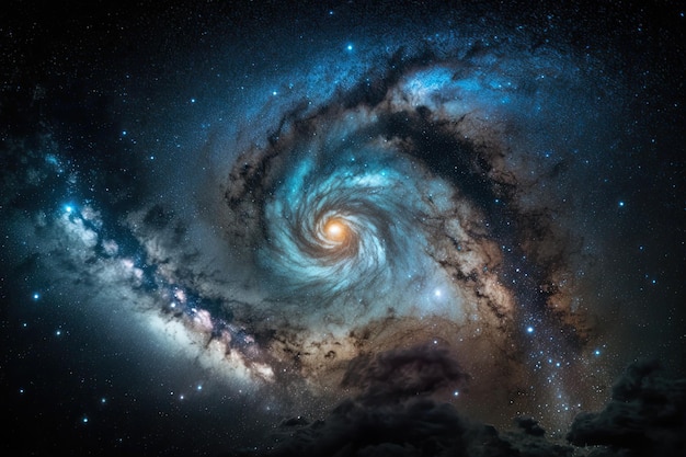 Galassia a spirale con stelle sullo sfondo AI generativa