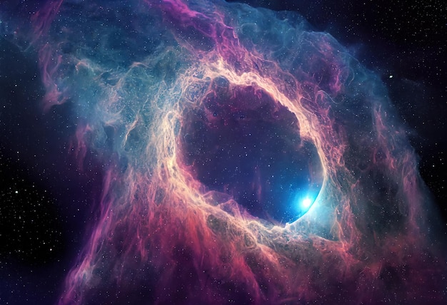 Galassia con stelle e polvere spaziale nell'universo Illustrazione 3d della nebulosa spaziale