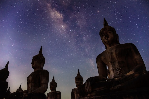 Galassia della Via Lattea con stile di filtro scuro di altezza di buddha