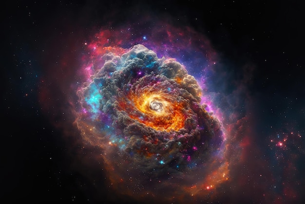 Galassia lontana nello spazio Stelle nebulose e materia oscura IA generativa