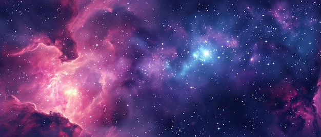 Galassia vibrante con stelle e nuvole di nebulose colorate