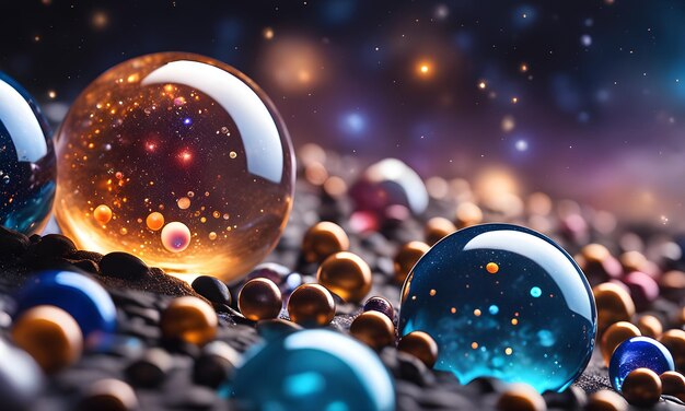 Galaxy Marbles Realistic Fantasy Artwork Wall Art Design Wallpaper generato da AI