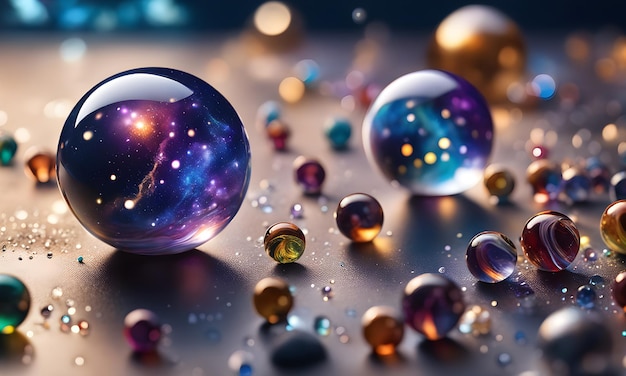 Galaxy Marbles Realistic Fantasy Artwork Wall Art Design Wallpaper generato da AI