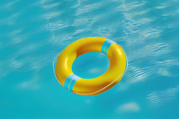 Galleggiante giallo dell'anello della piscina nell'estate di colore di concetto dell'acqua blu Generativo Ai