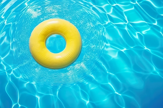 Galleggiante giallo in una piscina Concetto di vacanza e vacanza