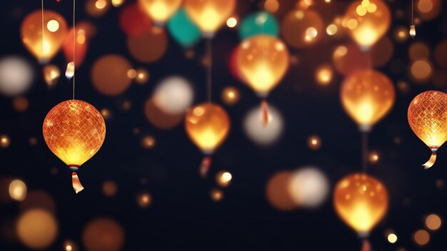 galleggiare diwali luci palloncino bokeh sfondo