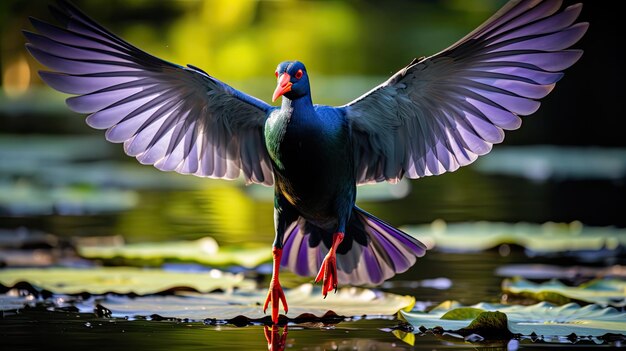 Gallinule viola di volo