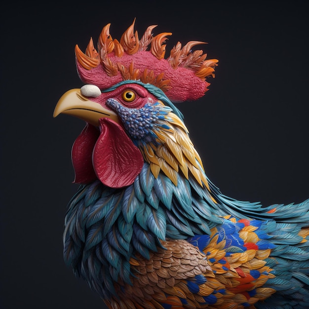 gallo maestoso iper-realistico con una maschera di carnevale