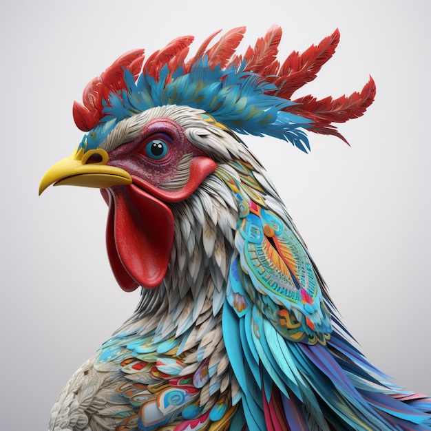 gallo maestoso iper-realistico con una maschera di carnevale