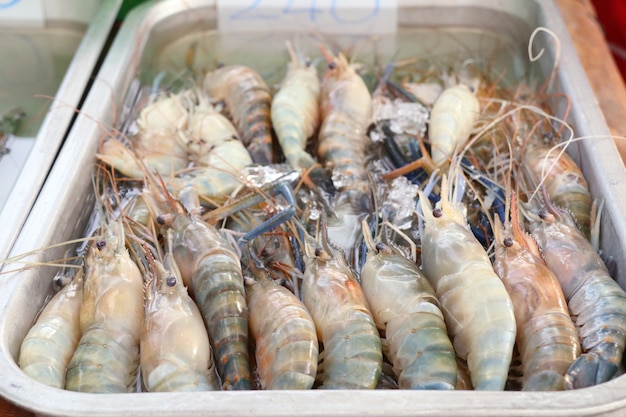 gamberi freschi al cibo di strada