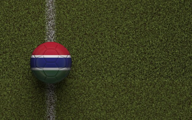 Gambia flag football su un campo da calcio verde Rendering 3D