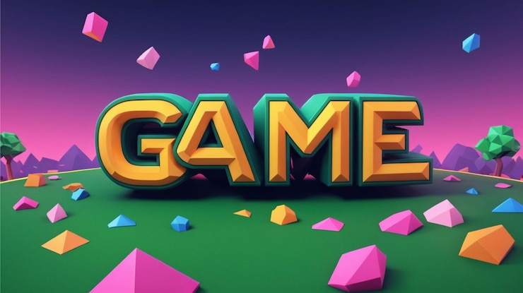 Photo game 3d text effect with background