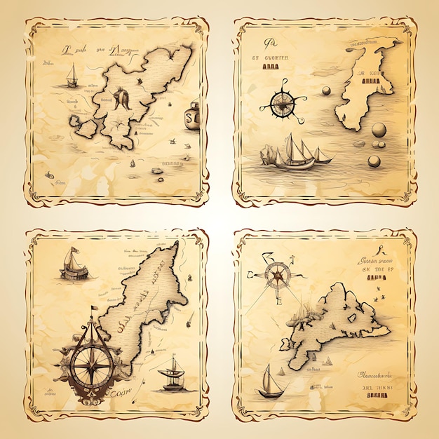 Game Item Map Cabinet Item Nautical Design Treasure Map Explorers Charillustration idea di collezione