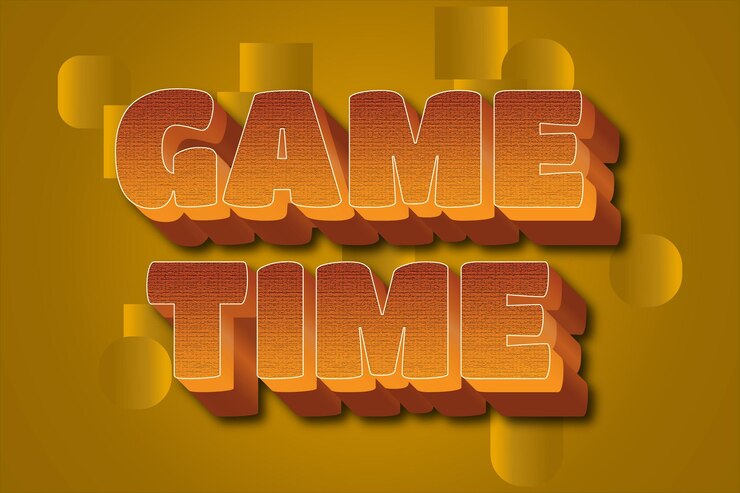 Photo game time editable text effect 3d emboss cartoon style