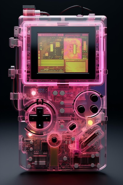 Gameboy frontale con materiale parzialmente trasparente