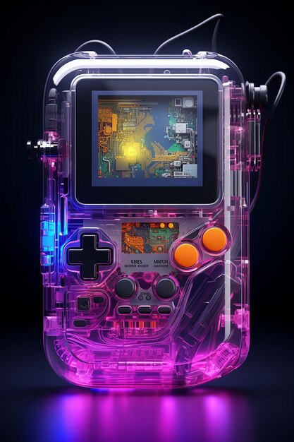 Gameboy frontale con materiale parzialmente trasparente