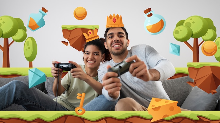 Photo gaming panoramic banner composition