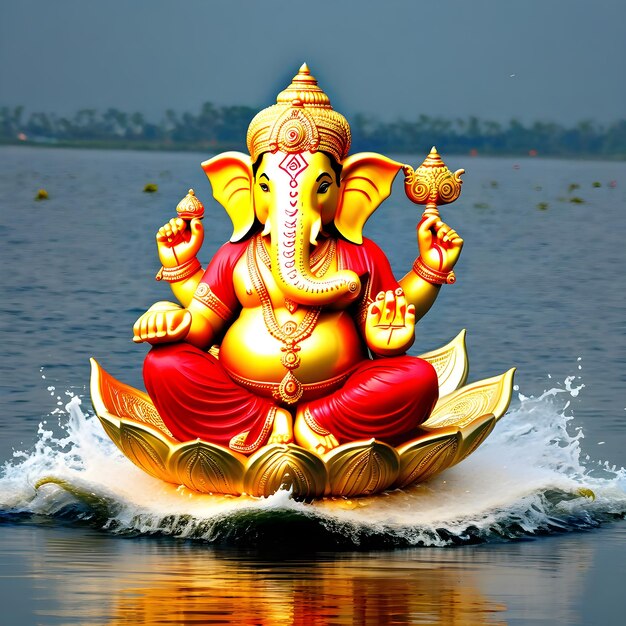 Ganesh chaturthion acqua rossa dorata mukat