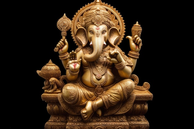 Ganesha il dio indù con i topi danzanti generativo IA