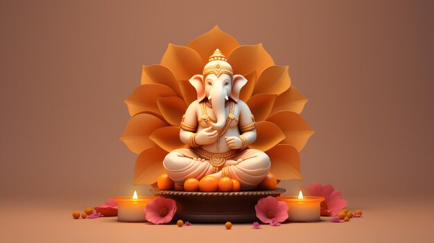 Ganesha isolato in un semplice sfondo vuoto