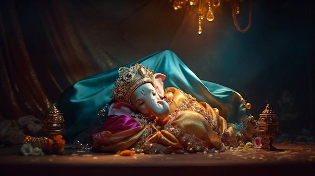 Ganesha sonnecchia sul materasso GENERATE AI