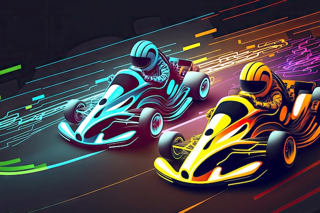 Gara su pista di karting per competizioni e allenamento motorsport generative ai