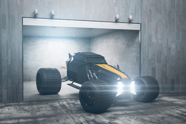 Garage futuristico con auto