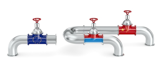 Gasdotto tra Russia e Cina invece di CE su sfondo bianco Illustrazione 3D isolataxA