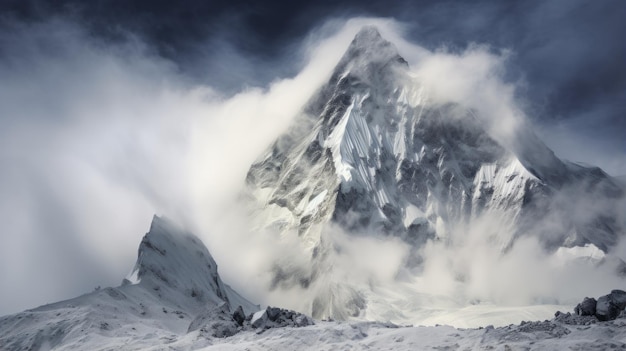Gasherbrum Ii Majestic Mountain avvolto in nuvole con movimento congelato