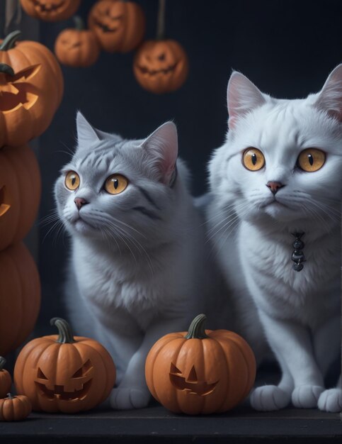 Gatti bianchi di Halloween