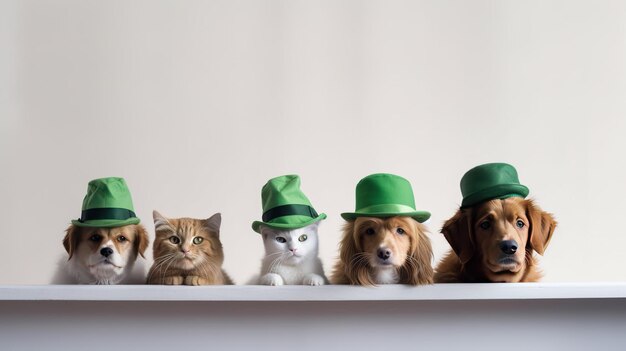 Gatti con cappelli e cappelli di fila