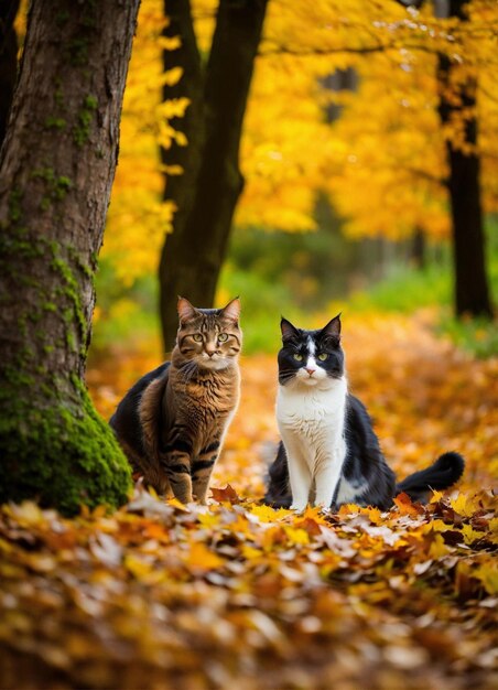 Gatti foresta autunno