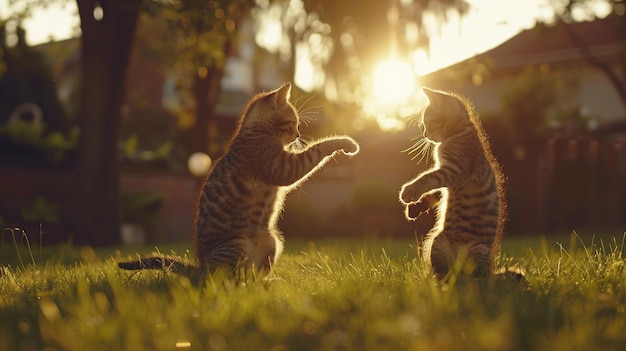 Gatti giocosi che giocano