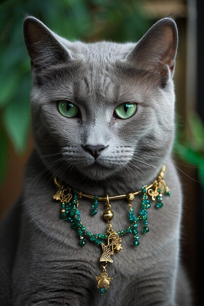 Gatti russi blu con occhi verdi