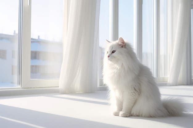 Gattino bianco e soffice con gli occhi blu