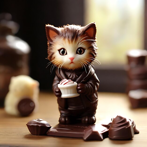 gattino carino e cioccolato generato dall'AI