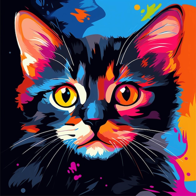 Gattino con grandi occhi wpap art pop art AI generato