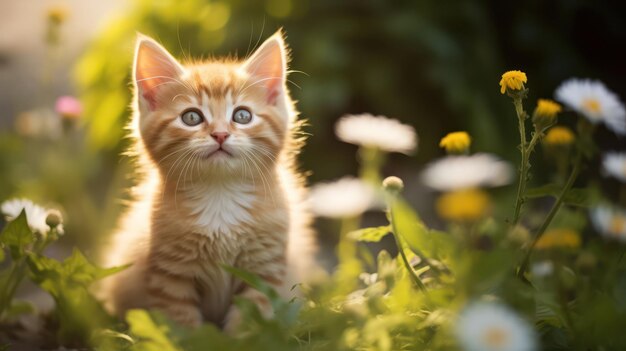 Gattino giocoso delle zampe nel giardino